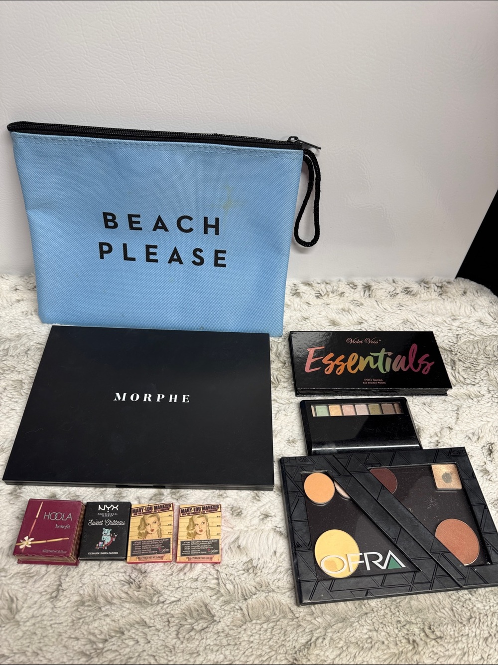 Morphe Eyeshadow & Face Palette Set with Blue 'Beach Please' Pouch